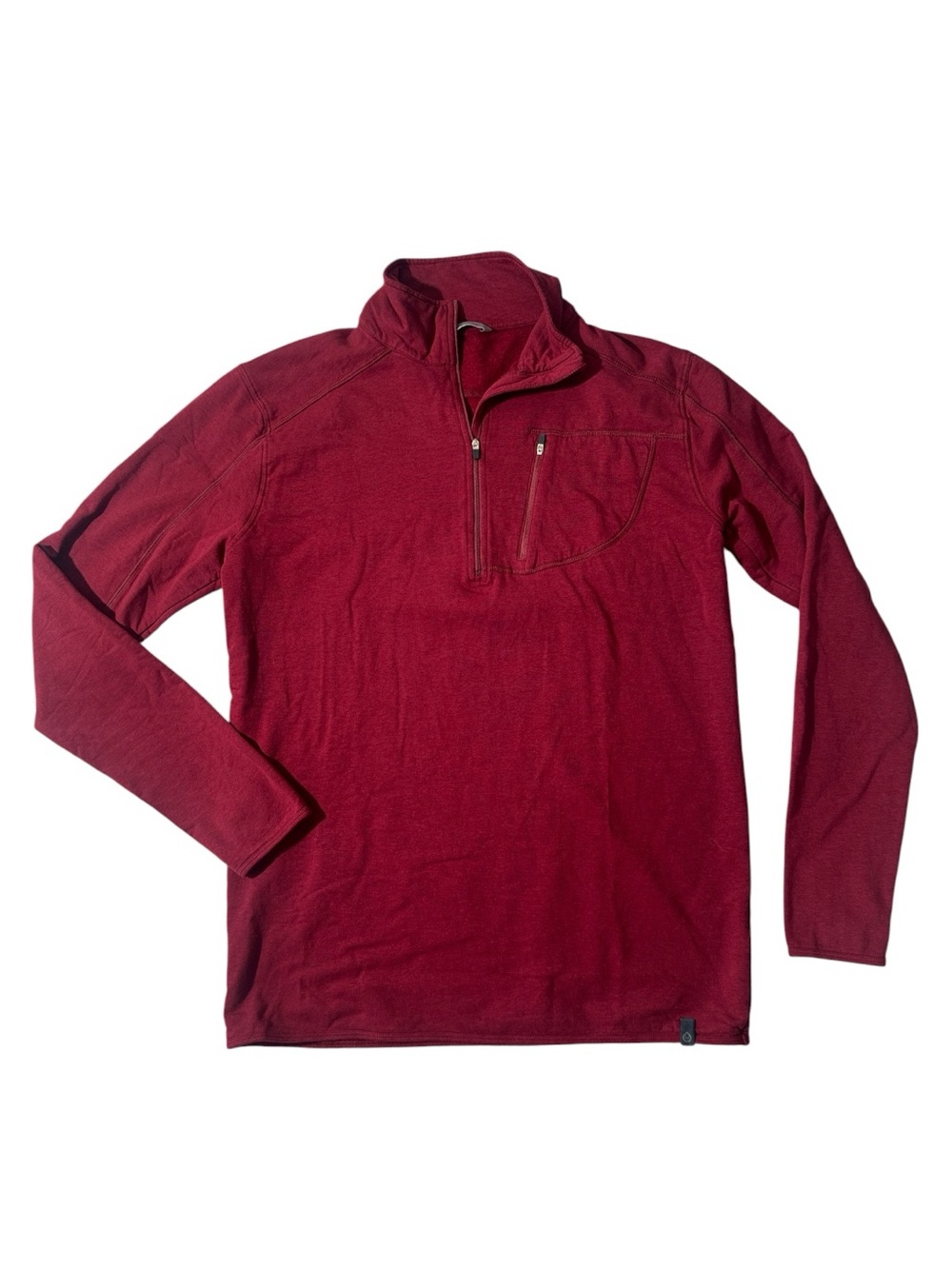Tasc mens L Large red 1/4 zip pullover fleece slim fit performance sweater EUC